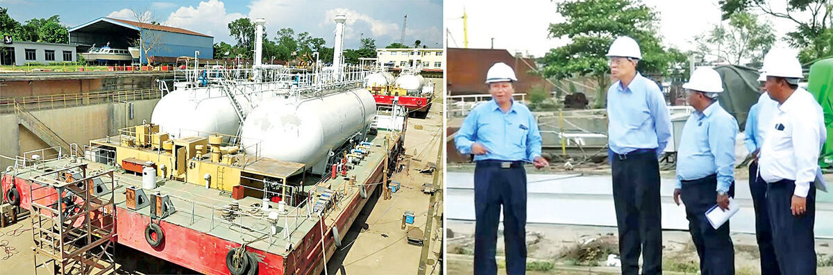 ပြည်ထောင်စုဝန်ကြီး ဦးမြထွန်းဦး မြန်မာ့သင်္ဘောကျင်းလုပ်ငန်း၏ တန်ချိန် ၁၂၀၀၀ ရေလုံလွန်းကျင်းနှင့် မြန်မာ့ဆိပ်ကမ်းအာဏာပိုင် စက်ဆန်းသင်္ဘောကျင်းတို့ကို သွားရောက်ကြည့်ရှုစစ်ဆေး