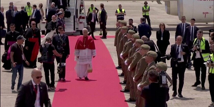 Pope Leo XIV lands in Barcelona for second stage of Spain visit